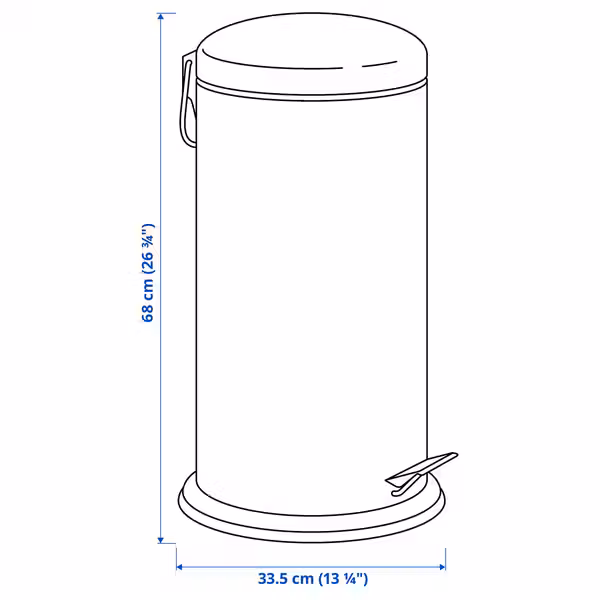 MJÖSA Ведро с откидной крышкой - темно-серый 30 л - схема-чертеж с размерами