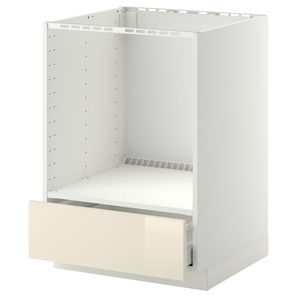 Напольный шкаф для духовки, с ящиком МЕТОД / МАКСИМЕРА, белый, Рингульт кремовый (60x60 см) - схема-чертеж с размерами