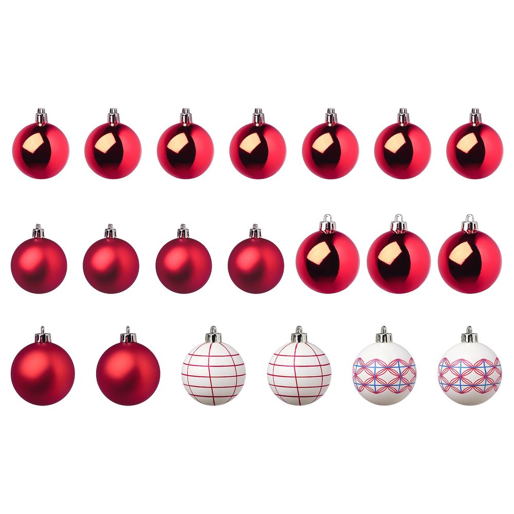 Украшение «шар», набор 20 шт., красный, белый, синий IKEA VINTERFEST ВИНТЕРФЕСТ 704.374.75 - фото 1