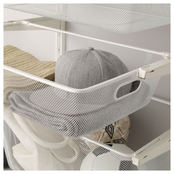 Настенная шина, сетчатые корзины АЛЬГОТ, белый (65x41x197 см) - схема-чертеж с размерами