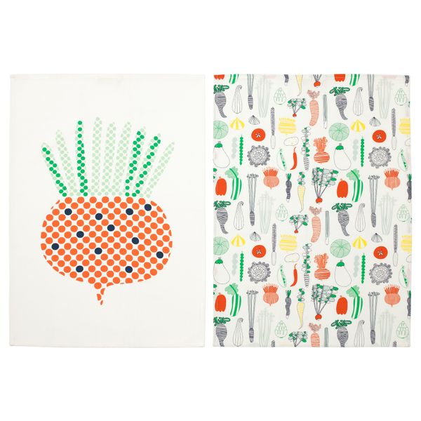 Полотенце кухонное ГУДЛЁК, белый, овощи (70x50 см) - фото 1