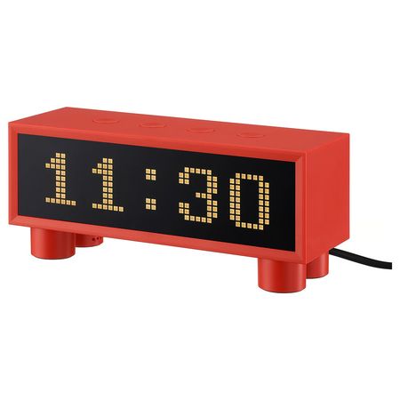 KORTLINJE Часы-будильник с гигрометром/терм - красный 18x6x7 см