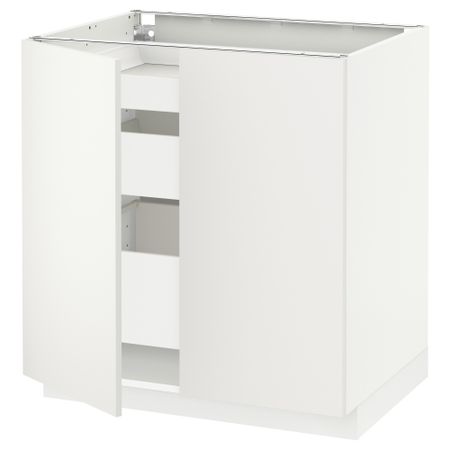 Напольный шкаф с 2 дверцами, 3 ящиками МЕТОД / МАКСИМЕРА, белый, Хэггеби белый (80x60 см)