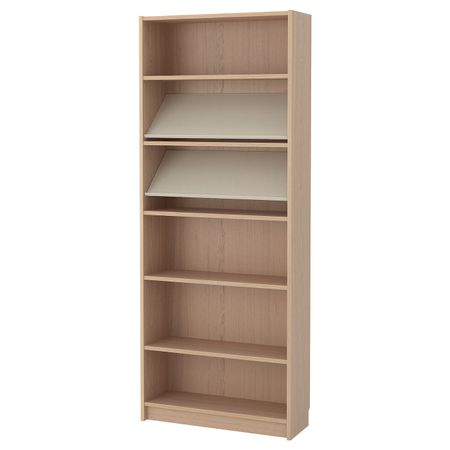 Стеллаж с наклонной полкой, дубовый шпон, беленый/бежевый 80x28x202 см IKEA БИЛЛИ / БОТТНА 592.846.19
