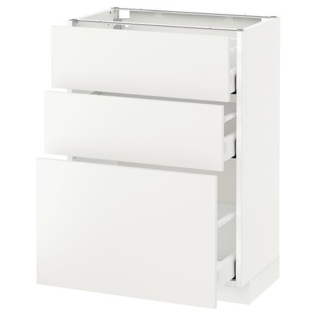 Напольный шкаф с 3 ящиками, белый/Хэггеби белый 60x37 см IKEA METOD МЕТОД / MAXIMERA МАКСИМЕРА 692.315.26