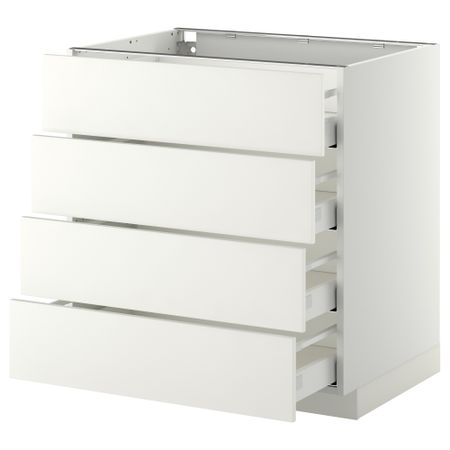 Напольный шкаф 4 фронтальных панели, 4 ящика МЕТОД / МАКСИМЕРА, белый, Хэггеби белый