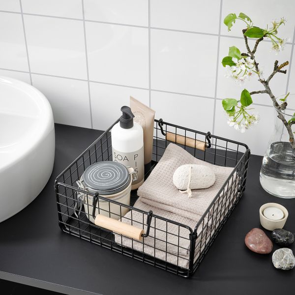 Проволочная корзина с ручками, черный 28x28x12 см IKEA NÄTADE НЭТАДЕ 805.039.31 - фото 4