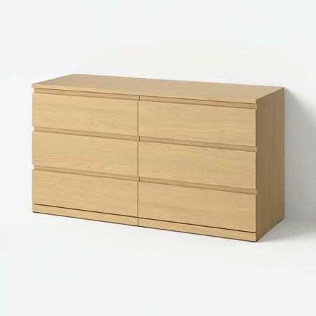 STORKLINTA Комод с 6 ящиками - под дуб 140x50x75 см