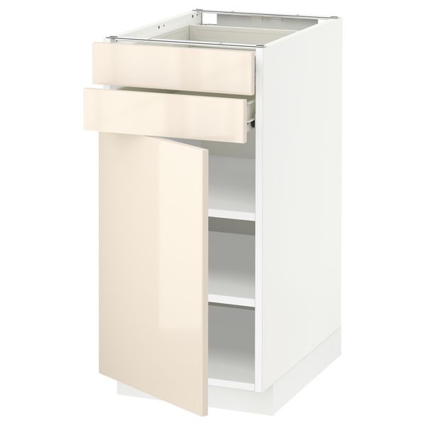 Напольный шкаф с дверцей, 2 ящиками МЕТОД / ФОРВАРА, белый, Рингульт кремовый - схема-чертеж с размерами