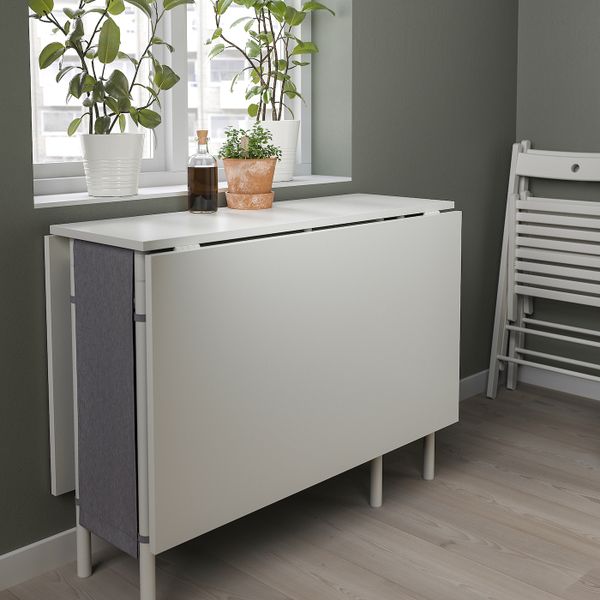 Стол и 4 стула, белый, светло-серый/Книса светло-серый 89x98 см IKEA KALLHÄLL КАЛЛХЭЛЛ / KÄTTIL КЭТТИЛ 894.298.66 - фото 4