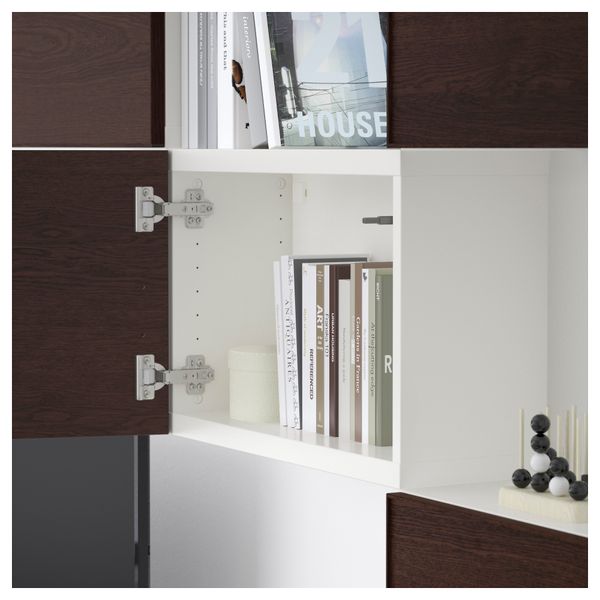 Шкаф для ТВ, комбинация БЕСТО, белый, Инвикен черно-коричневый (240x20/40x204 см) - фото 4