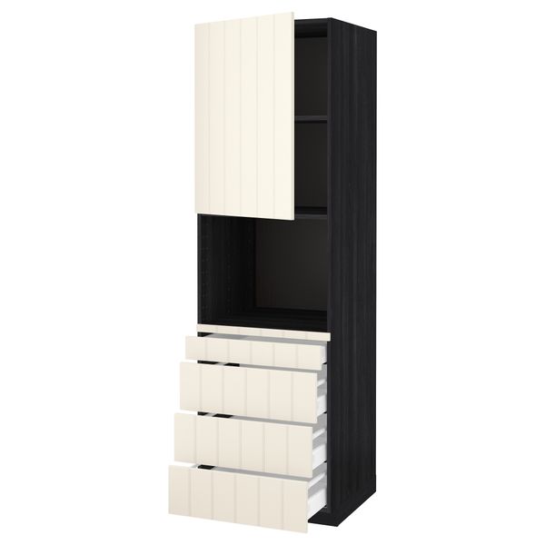 Высокий шкаф для комбинированния СВЧ, 4 ящика МЕТОД / МАКСИМЕРА, черный, Хитарп белый с оттенком - схема-чертеж с размерами