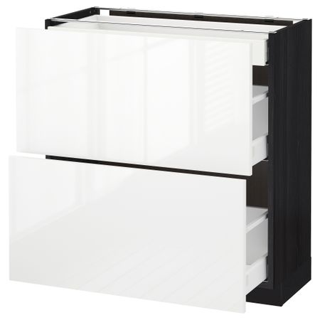 Напольный шкаф, 2 фасада, 3 ящика МЕТОД / МАКСИМЕРА, черный, Рингульт белый