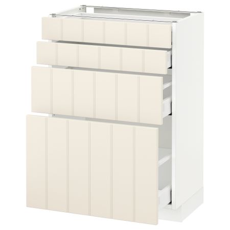 Напольный шкаф 4 фронтальных панели, 4 ящика МЕТОД / МАКСИМЕРА, белый, Хитарп белый с оттенком