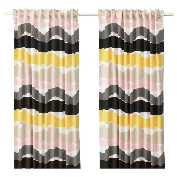 Гардины, 1 пара ОДДВЕЙГ, белый, разноцветный (145x300 см) - фото 2