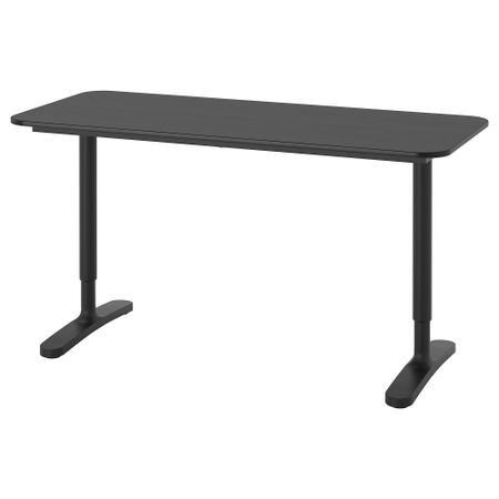Письменный стол, 140x60 см, ясеневый шпон, черная морилка, черный IKEA BEKANT БЕКАНТ 692.826.29