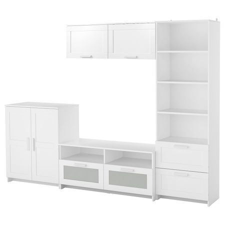Шкаф для ТВ, комбинация, белый 258x41x190 см IKEA BRIMNES БРИМНЭС 593.966.50