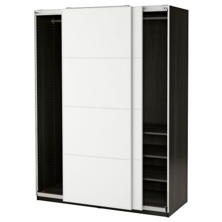 Гардероб ПАКС, черно-коричневый, Мехамн белый