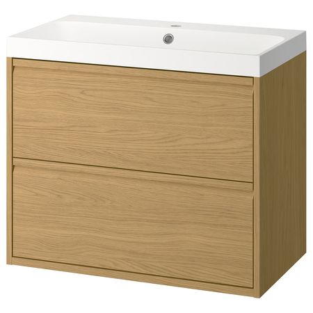 ÄNGSJÖN / BACKSJÖN Шкаф с ящиками и раковиной - под дуб 80x48x69 см