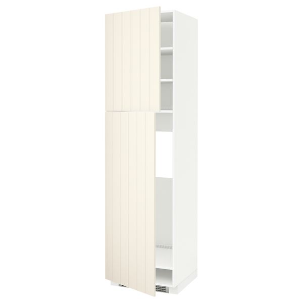 Высокий шкаф для холодильника, 2 дверцы МЕТОД, белый, Хитарп белый с оттенком - схема-чертеж с размерами