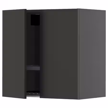 METOD Навесной шкаф с сушилкой/2дверцы - черно-серый/Nickebo матовый антрацит 60x60 см