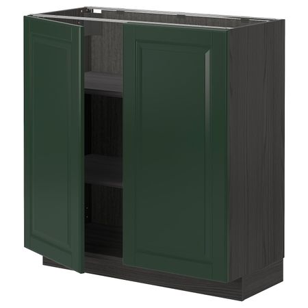 Напольный шкаф с полками/2двери, черный/Будбин темно-зеленый 80x37 см IKEA МЕТОД 293.129.73