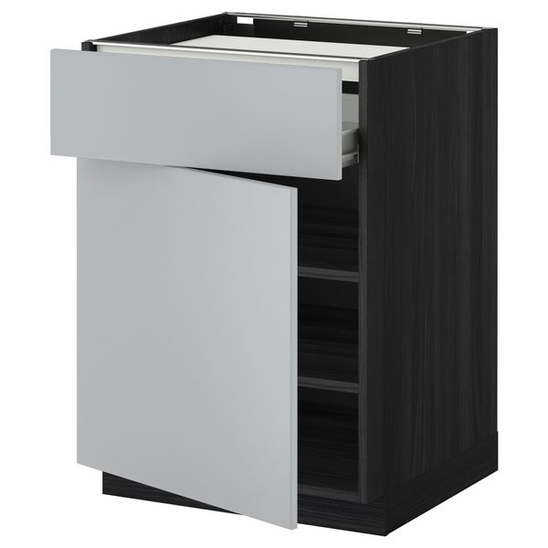 Напольный шкаф для варочной панели, ящик, полка, дверцы МЕТОД / ФОРВАРА, черный, Веддинге серый - фото 1