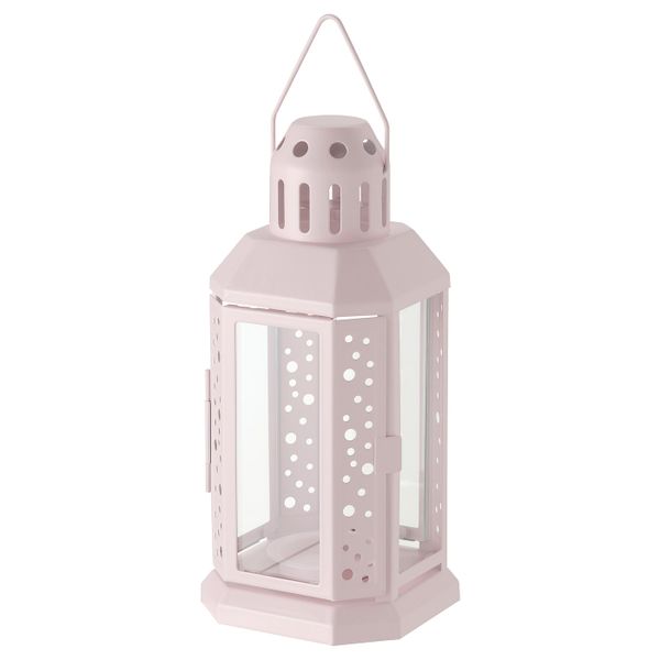 Фонарь для греющей свечи,д/дома/улицы, бледно-розовый 22 см IKEA ENRUM ЭНРУМ 905.118.22 - фото 1