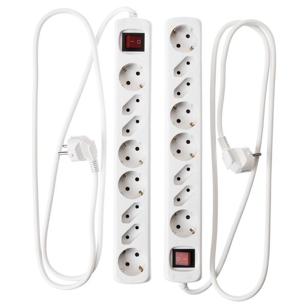 Удлинитель 8-местный с выключателем КОПЛА, с заземлением белый (1.5 м) - фото 1