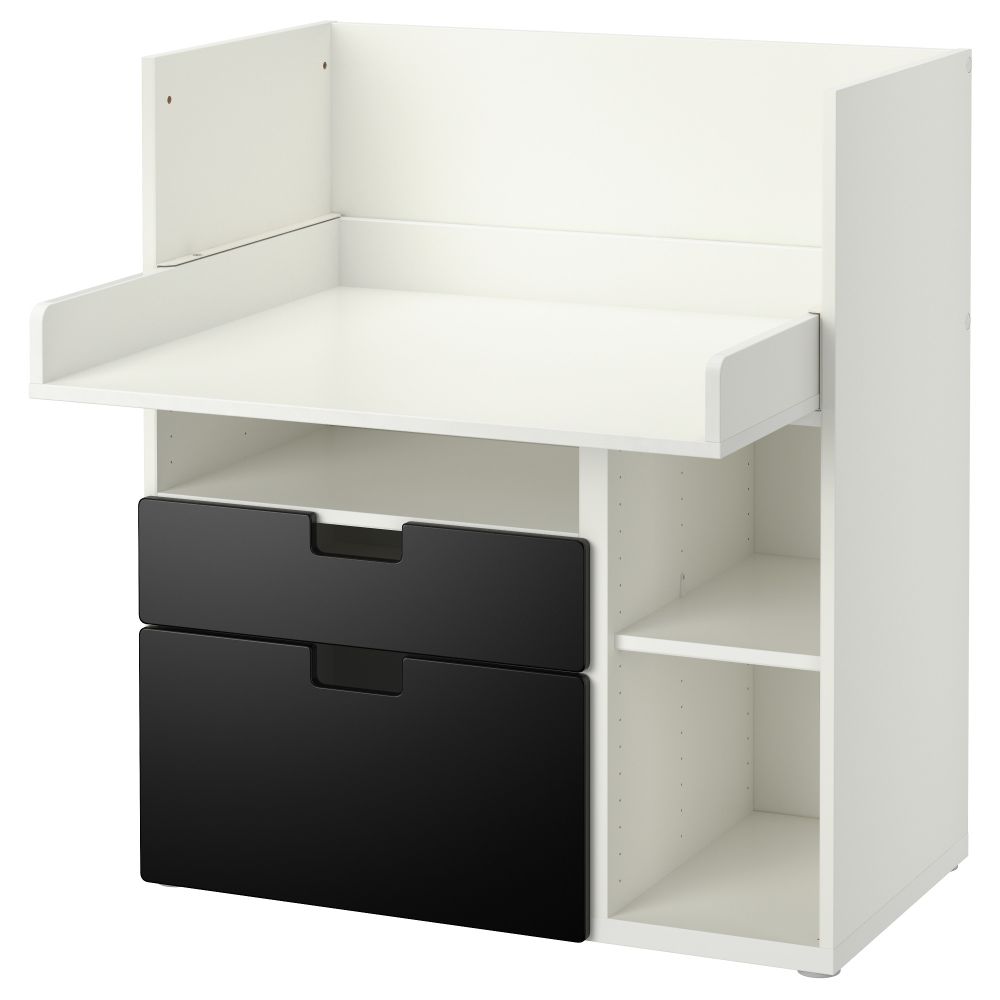 Стол с 2 ящиками СТУВА, белый, черный (90x79x102 см) - фото 1