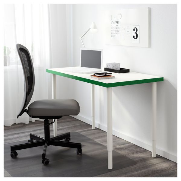Стол ЛИННМОН / ОЛОВ, бел/зелен, белый (120x60 см) - фото 2