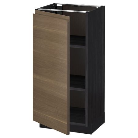 Напольный шкаф с полками, черный/Воксторп грецкий орех 40x37 см IKEA МЕТОД 492.251.35