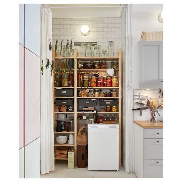 2 секции, полки/ящики ИВАР, сосна, серый (134x30x226 см) - схема-чертеж с размерами