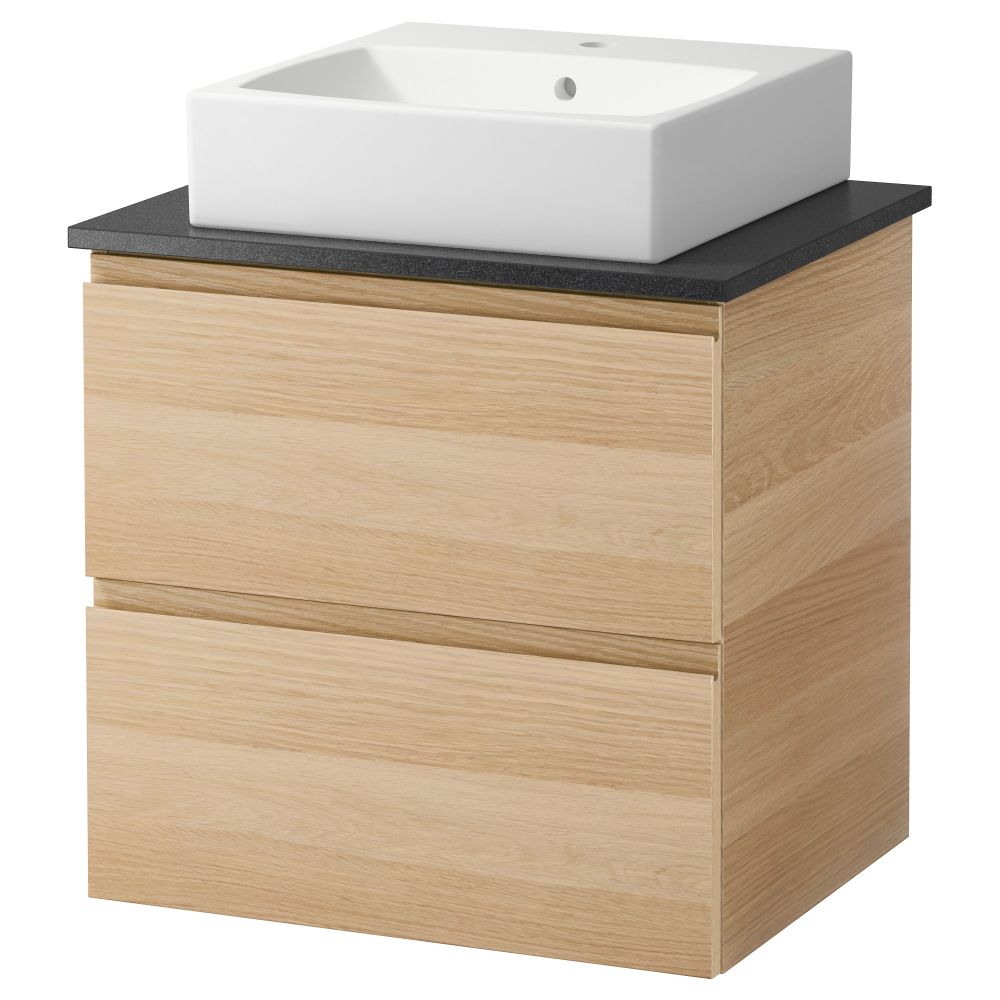 Шк п-раковину/столешн45x45/раковина ГОДМОРГОН/АЛДЕРН / ТОРНВИКЕН, под беленый дуб, черный (62x49x72 см) - схема-чертеж с размерами