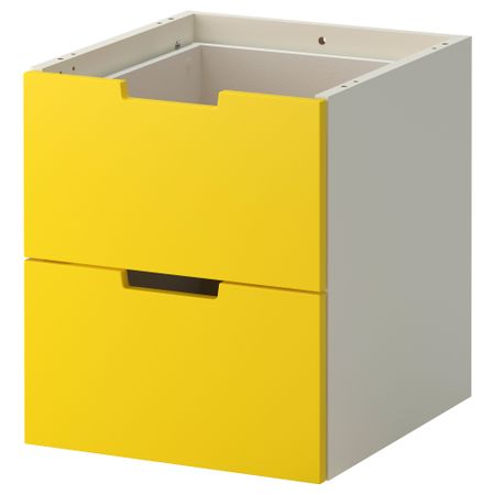 Модульный комод с 2 ящиками НОРДЛИ, желтый, белый