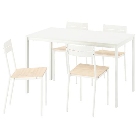 VIHALS / BUSLÄTT Стол и 4 стула - белый белый/белый сосна 125x74 см