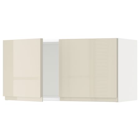 Навесной шкаф с 2 дверцами, белый, Voxtorp глянцевый светло-бежевый, 80x40 см IKEA METOD МЕТОД 894.657.17