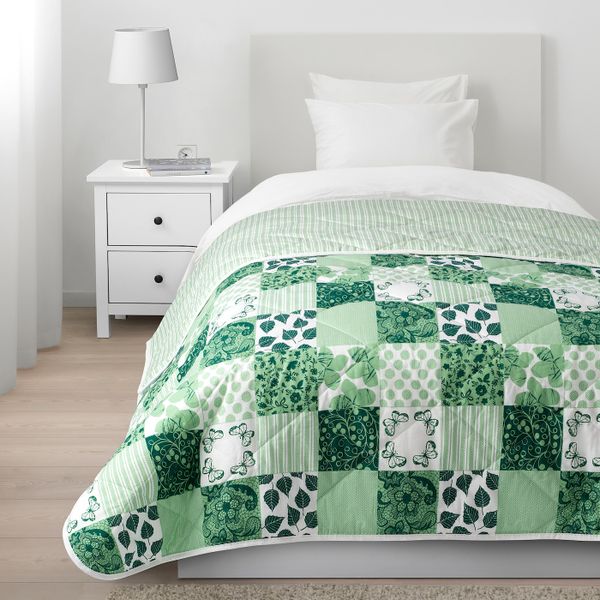 Покрывало, лоскутный/зеленый 180x220 см IKEA AXVERONIKA АКСВЕРОНИКА 604.551.77 - схема-чертеж с размерами