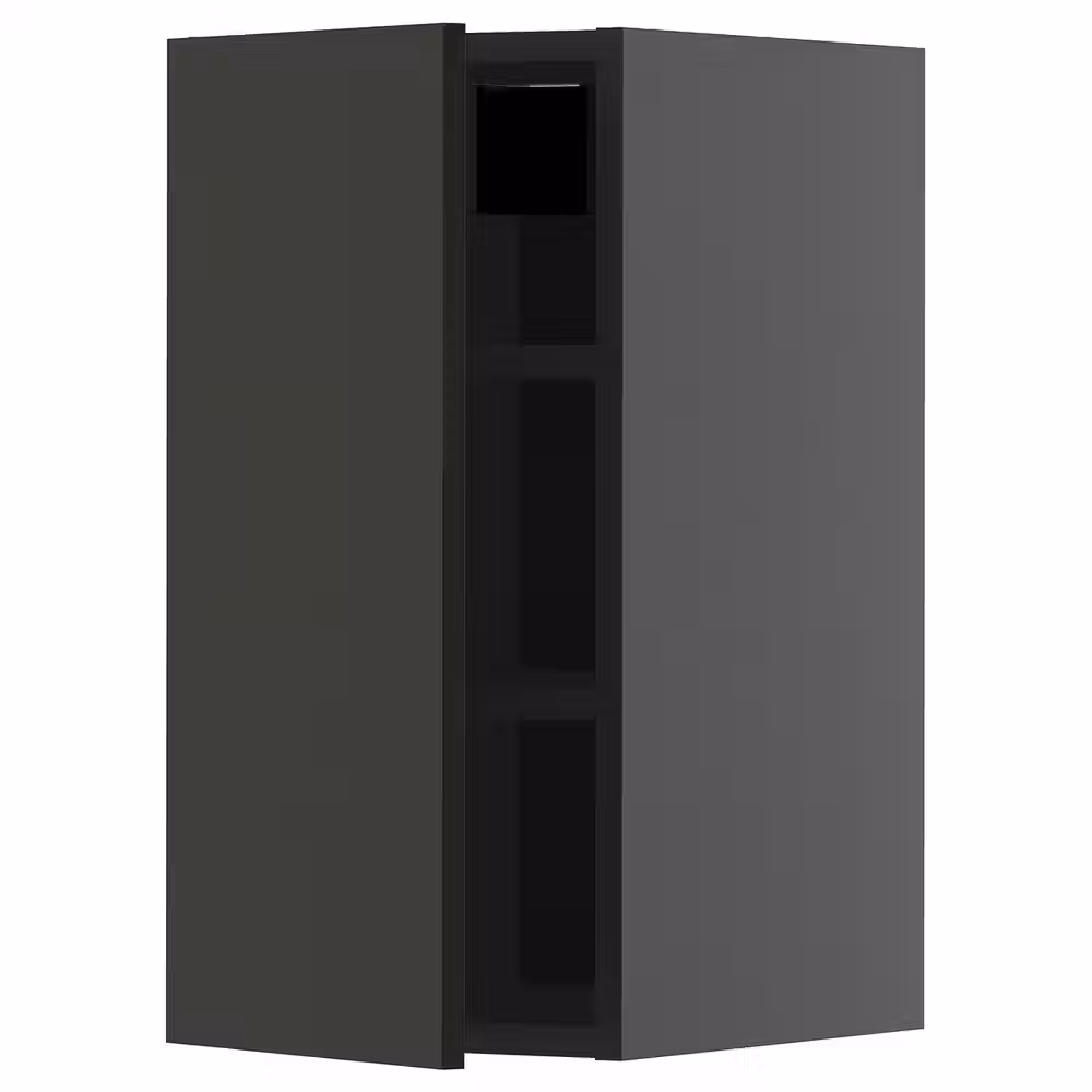 METOD Навесной шкаф с полками - черно-серый/Nickebo матовый антрацит 30x60 см - фото 1