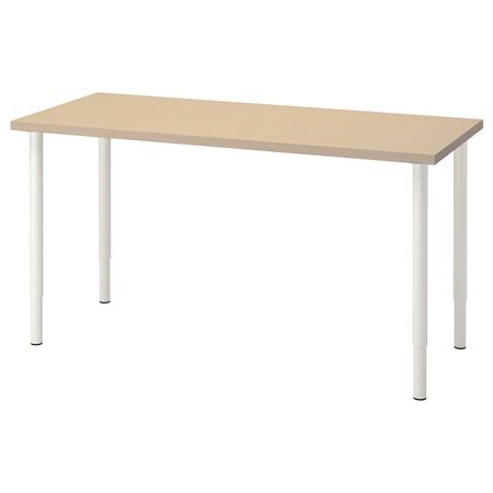 Письменный стол, береза/белый 140x60 см IKEA MÅLSKYTT МОЛСКЮТТ / OLOV ОЛОВ 194.177.58