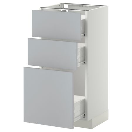 Напольный шкаф с 3 ящиками МЕТОД / ФОРВАРА, белый, Веддинге серый