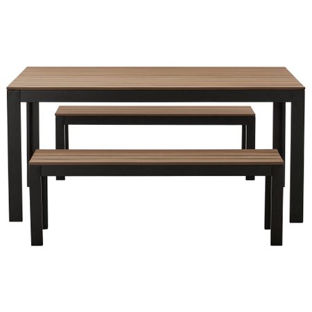 Стол + 2 скамьи, для сада ФАЛЬСТЕР, черный, коричневый