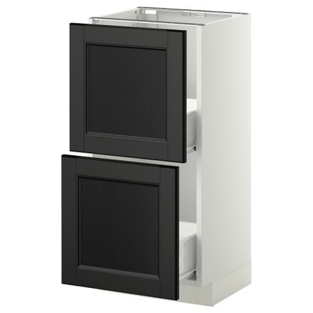 Напольный шкаф с 2 ящиками МЕТОД / ФОРВАРА, белый, Лаксарби черно-коричневый