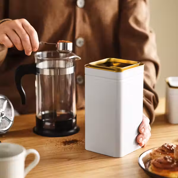 BLOMNING Банка с крышкой - белый с оттенком/для кофе/чая 10x10x20 см - фото 2