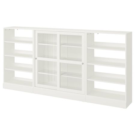 Комбинация с раздвижными дверьми, белый 283x37x134 см IKEA HAVSTA ХАВСТА 392.660.51