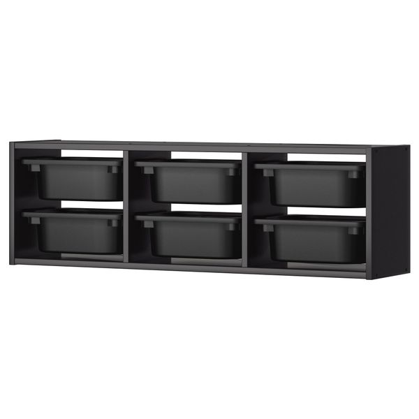 Настенный модуль для хранения ТРУФАСТ, черный (99x21x30 см) - схема-чертеж с размерами