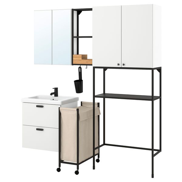 Комбинация для домашней прачечной, 180x43x204 см, антрацит, белый IKEA BEGIVENHET БЕГИВЕНХЕТ 994.779.51 - фото 2