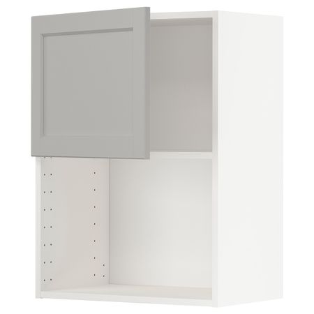 Навесной шкаф для СВЧ-печи, белый/Лерхюттан светло-серый 60x80 см IKEA METOD МЕТОД 293.186.49