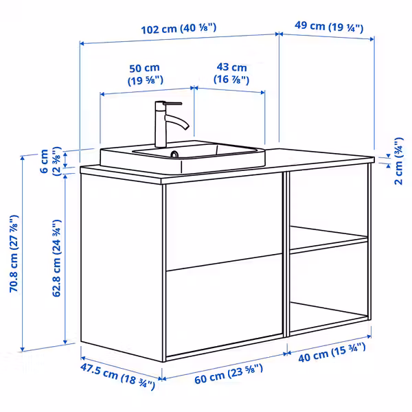 IKEA, дополнительный ракурс - схема-чертеж с размерами