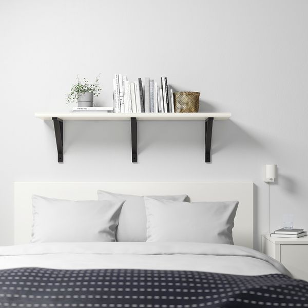 Полка навесная, белый, черный, 120x32 см IKEA БЕРГСХУЛЬТ / ЭКБИ ВАЛЬТЕР 392.906.64 - фото 2